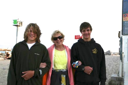 Sharon with Grandsons