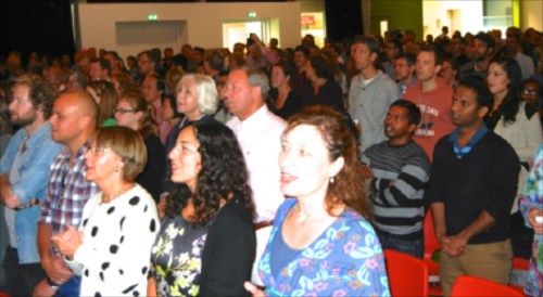 Some of those attending one of the two services