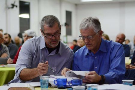 Phil and I collaborating on who will present what.